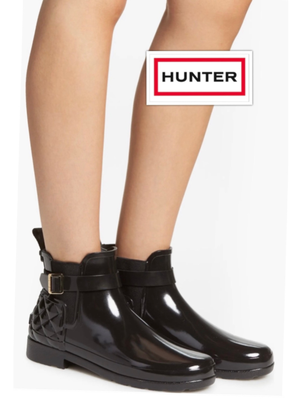 Hunter Quilted Chelsea Lightweight Gloss Rain Boots Women’s size 7 - Picture 2 of 11